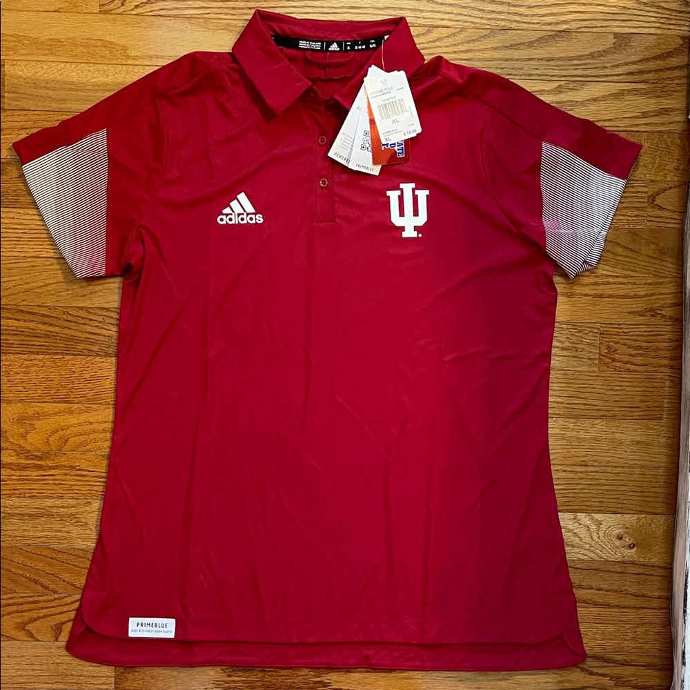 NWT Adidas University of Indiana Hoosiers Crimson PrimeBlue Button Polo Size XL